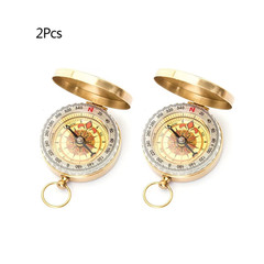 1/2Pcs Brass Pocket Compass for Camping Hiking Water-Resistant Handheld Navigati