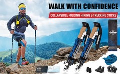 Hiking Poles Collapsible Lightweight & Adjustable – Quick Lock Foldable Trekking