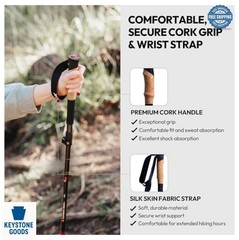 Trekking Poles Carbon Fiber Cork Grip Quick Lock Adjustable 57-130cm