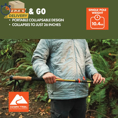 Brand Aluminum Adjustable Quick Lock Trekking Poles with Cork Grip, 2 Hiking