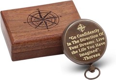 RII Solid Brass Engraved Compass Gifts with Poet Quotes, Perfect for Graduation,