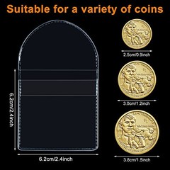 50 Pcs 2.4 x 2.4 inches Single Pocket Coin Sleeves Collector 2.4 Inches Round