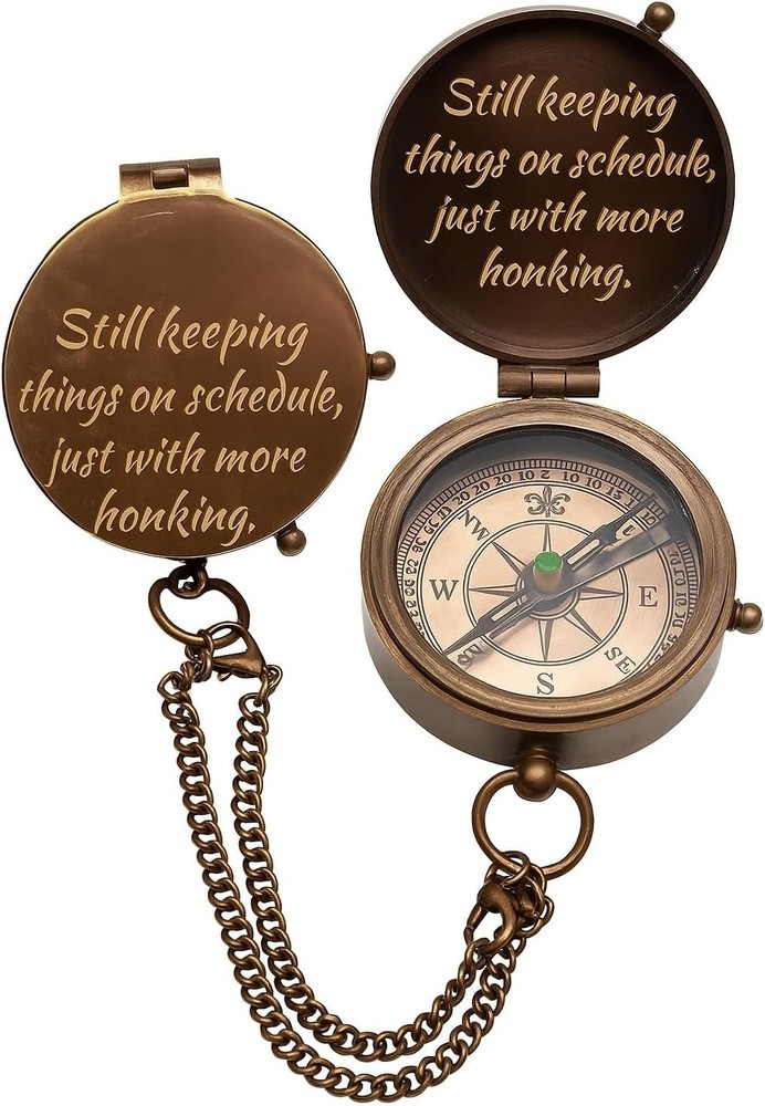 Custom Engraved Compass Gift for Men – Personalized Brass Pocket Compass Antique