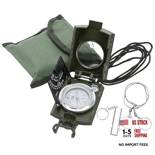 Compass,Outdoor Military Waterproof Lens Sighting Compass,High 4074-Green