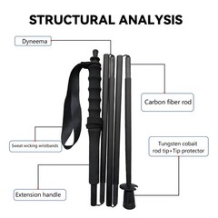 Foldable 5-Section Ultralight Carbon Fiber Trekking Poles Hiking Walking Stick