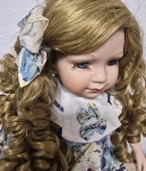 Porcelain Doll Girl 42cm Long Curls Collectors Condition Dress Complete