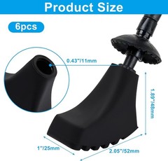 6 Pack Rubber Walking Stick Tips，Black Durable Trekking Pole Tips Replacement