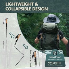 Nordic Walking Poles Folding Collapsible Hiking Sticks with Cork Handle 7075
