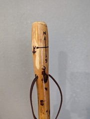 Compass Carved Walking Stick, Hand-carved Hiking Staff, Made in USA