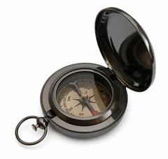 Personalized Pocket Compass with Hinged Cover and Key Ring