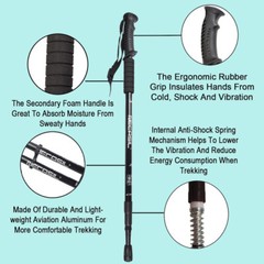 2PC Trekking Poles Nordic Walking Sticks Adjustable Anti-shock Hiking Alpenstock