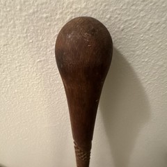 Carved Wooden Hiking Staff Walking Stick Cane Rounded Top Grip Brown