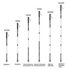 121CM Hiking Pole with Strong Flashlight, Foldable with Tactical Knife
