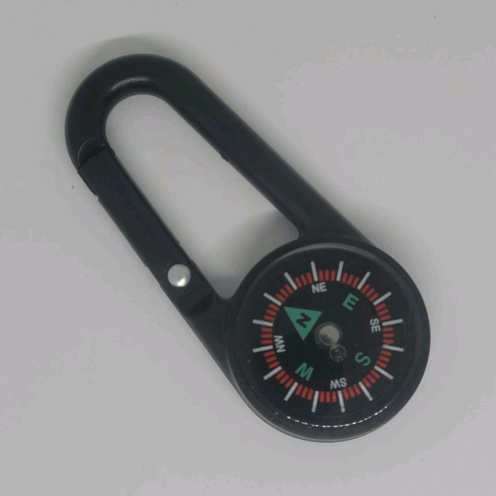 Black Lightweight Plastic Carabiner Compass for Hiking Direction