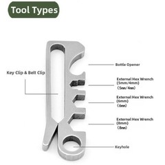 Rattlesnake Design Keychain Tool for Outdoor Use Bottle Opener and Hex Wrenches