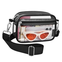 Clear Bag for Stadium Events Clear Messenger Bag Clear Purse for Concert Black