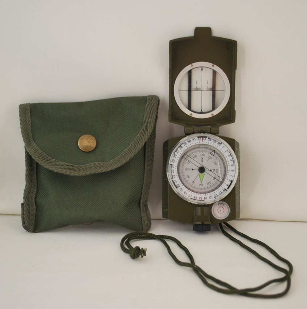 Military Lensatic Prismatic Compass with Pouch Hiking Scout Army Geology Camping