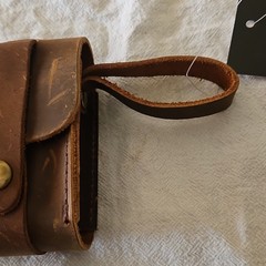 Ruck & River Leather Hiking Gear Pouch with 6 Glass Cork Bottles