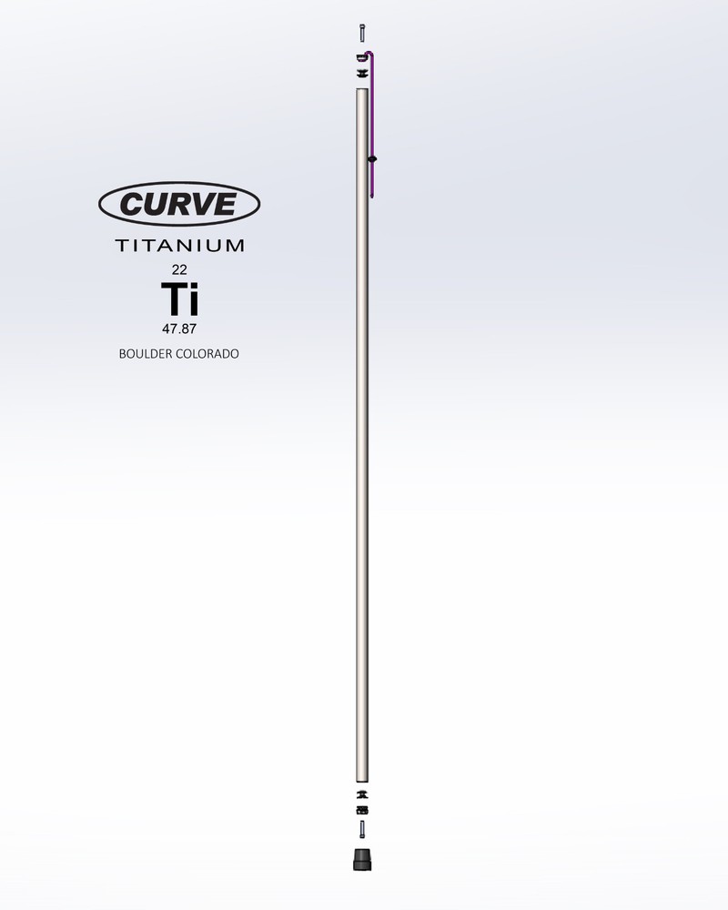 Curve Titanium Back Country Hiking Staff w/ Reinforced Rubber Tip Made in USA