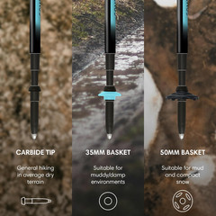 Compact 4 Trekking Poles – 6.0 Oz Ultralight, Backpacking, Thru Hiking Poles, Ad