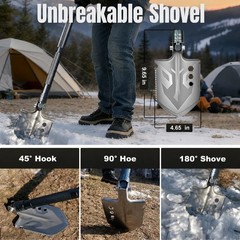 Heavy Duty Outdoor Hiking Stick, Foldable Camp Shovel Included, Aluminum Mult…