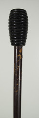VTG Dark Brown Wood Walking Stick 36 in Long with Black Ribbed Plastic Handle