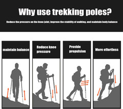 Trekking Poles Shock Absorbing Adjustable Hiking or Walking Sticks for Hiking Co