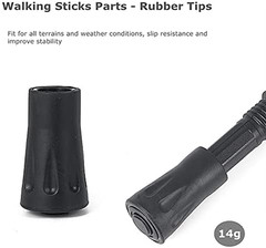 Walking Stick Tips Rubber 4pcs Trekking Pole Tips Replacement- Rubber Feet for H