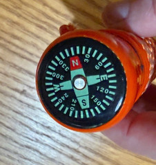 5-In-1 Emergency Survival Compass Whistle Fire Start Flint Signal Mirror Storage