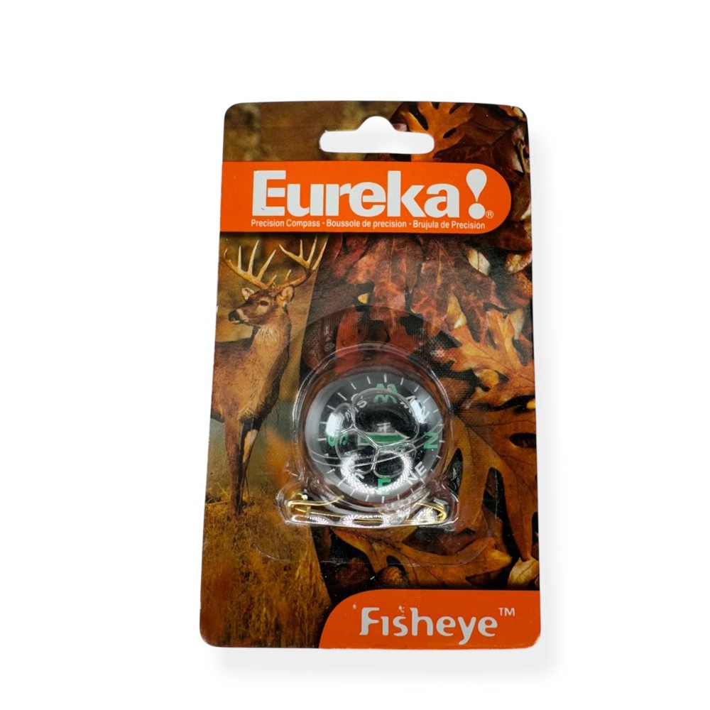 Eureka Fisheye Precision Compass Model 328 Brass Safety Pin Hiking Camping New
