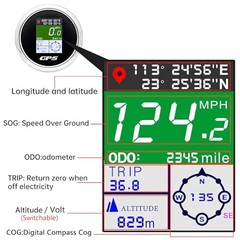 GPS Speedometer 85mm 3-3/8″ Digital Boat GPS Speedometer Gauge Waterproof Black