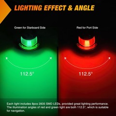 Boat Navigation Lights Marine LED Red Green Port Starboard Bow 2PCS 8LED (75
