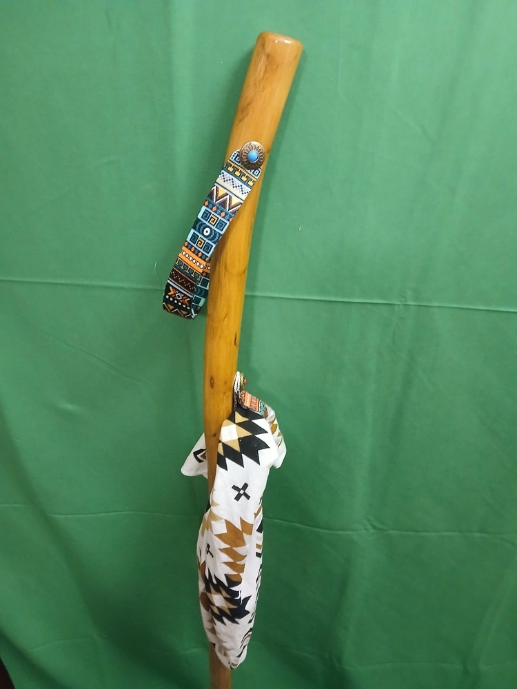HIKING/WALKIN STICK MADE FROM NM YUCCA PLANT 51″ 12.8 OZ with bandana and holder