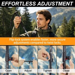2X Trekking Poles Walking Hiking Sticks Adjustable Anti-shock Nordic Alpenstock