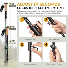 Ultra Lightweight 100% Carbon Fiber Trekking Poles – Collapsible Hiking Sticks w