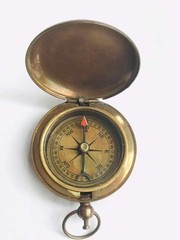 Vintage Brass Push Button Pocket Compass, 2-Inch Magnetic Direction Finder