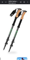 Hiker Hunger 100% Carbon Fiber Trekking Poles Cork Grip, Green And Black