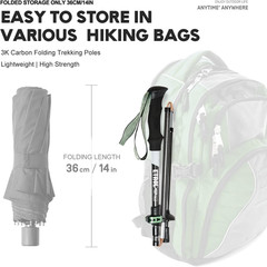 Carbon Fiber Hiking Poles – 2 PC Ultra Lightweight / 0.5LB Collapsible Hiking &