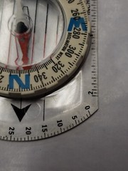 Vintage BRUNTON USA Compass 1991 Clear Blue Letters White No Batteries Needed