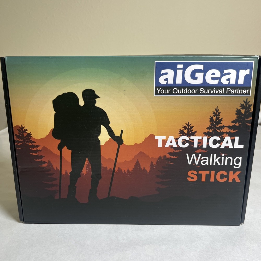 AiGear G2 Tactical Walking Stick G2647 Black Heavy Duty 5 Section Adjustable
