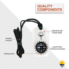 Minicomp II – Mini Orienteering Compass with Rotating Bezel| Easy-To-Read Zipper