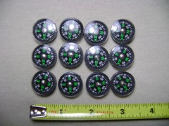 12x 20mm Liquid-Filled Button Compasses (NEW) Mini Slim Pocket Compact Small