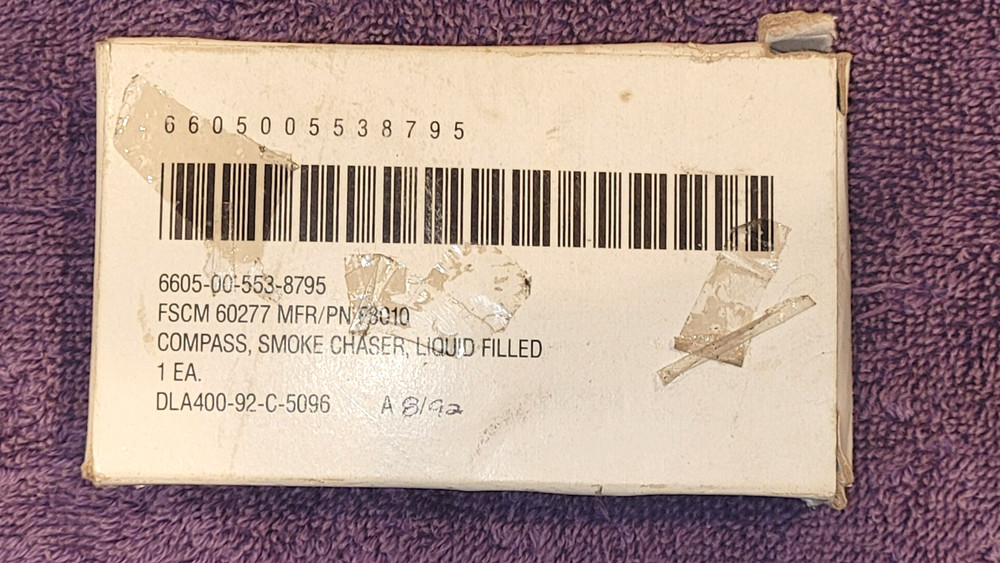 SMOKE CHASER COMPASS US MILITARY COMPASS NO LANYARD NEW IN BOX DATED 1992