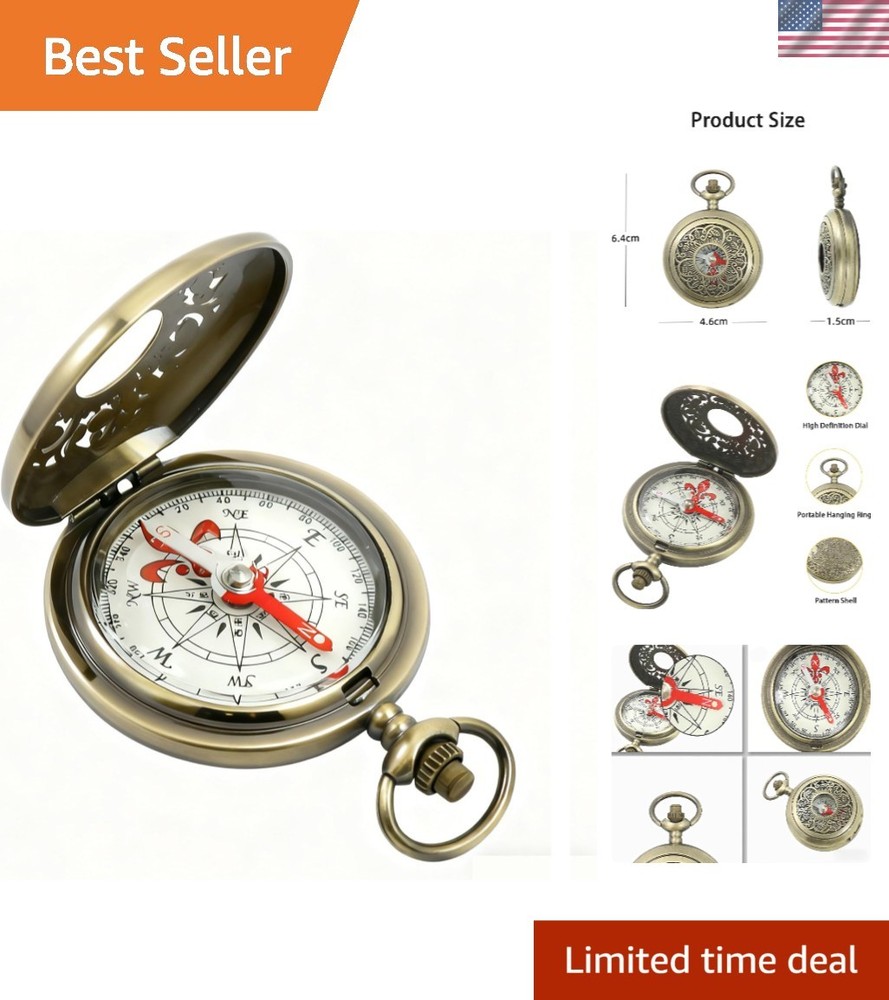 Retro Pocket Compass, Copper Alloy Hiking Compass | Compact copper alloy comp…