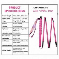 Trekking Poles Carbon Fiber High Strength Foldable Portable Outdoor Model