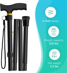 Folding Cane, Walking Poles with Adjustable Height, Canes for Men, Women and for