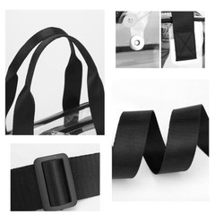 Clear Stadium Bag 11.8×11.8×5.1in – Transparent Tote, Lunch Black
