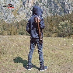 Outdoor Walking Stick Natural Wood Tripod Stool with Leather Seat Waking Cane