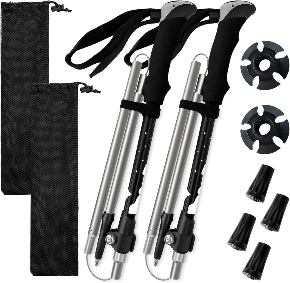 Bastones Plegables Para Senderismo Paquete de 2 Bastones Plegables de Aluminio