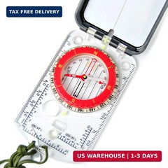 Orienteering Map Compass with Sighting Mirror, Adjustable Declination Clinometer